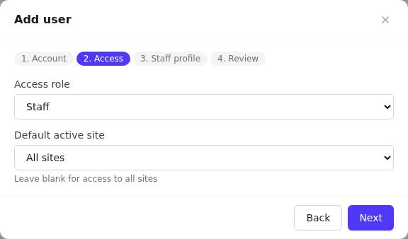 Add user – access