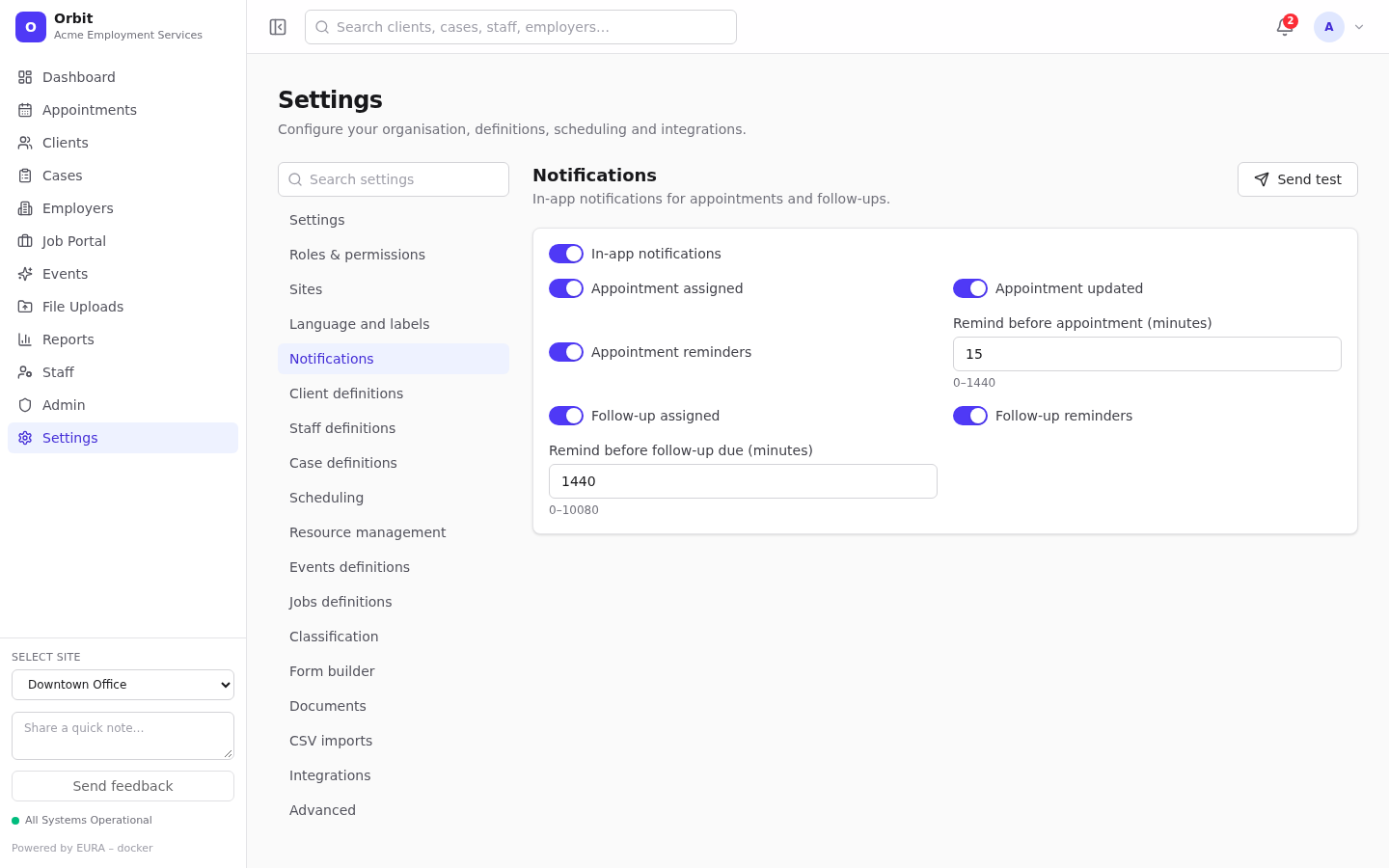 Notification settings