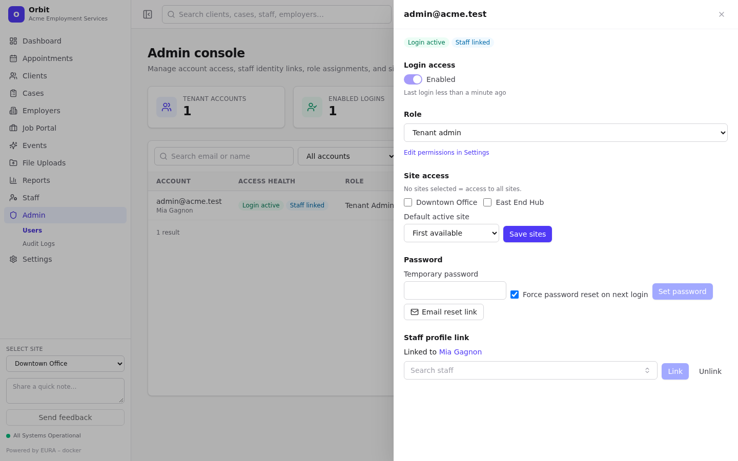 Manage panel