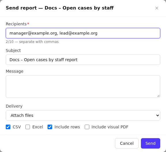 Send report dialog
