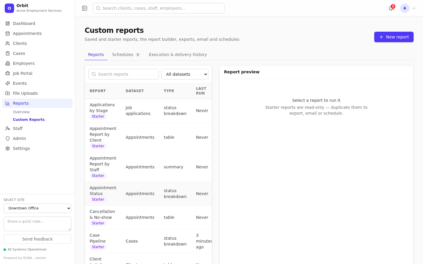 Custom reports