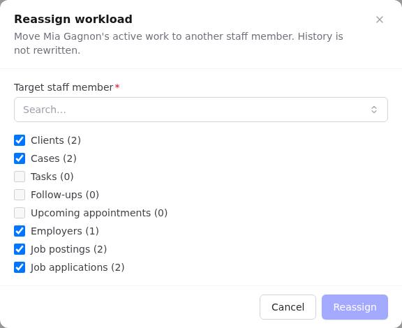 Reassign workload