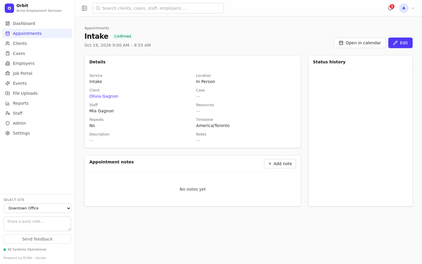 Appointment page
