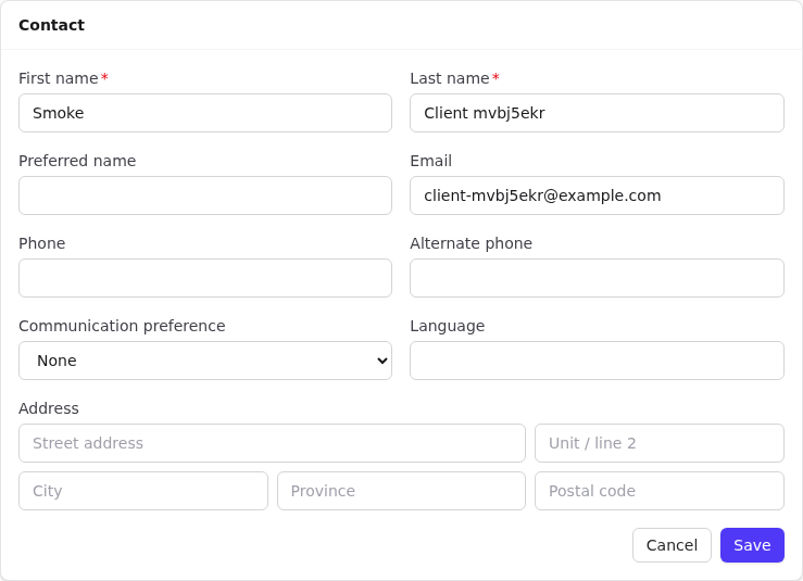 Editing the Contact section