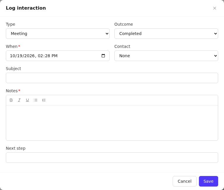 Log employer interaction