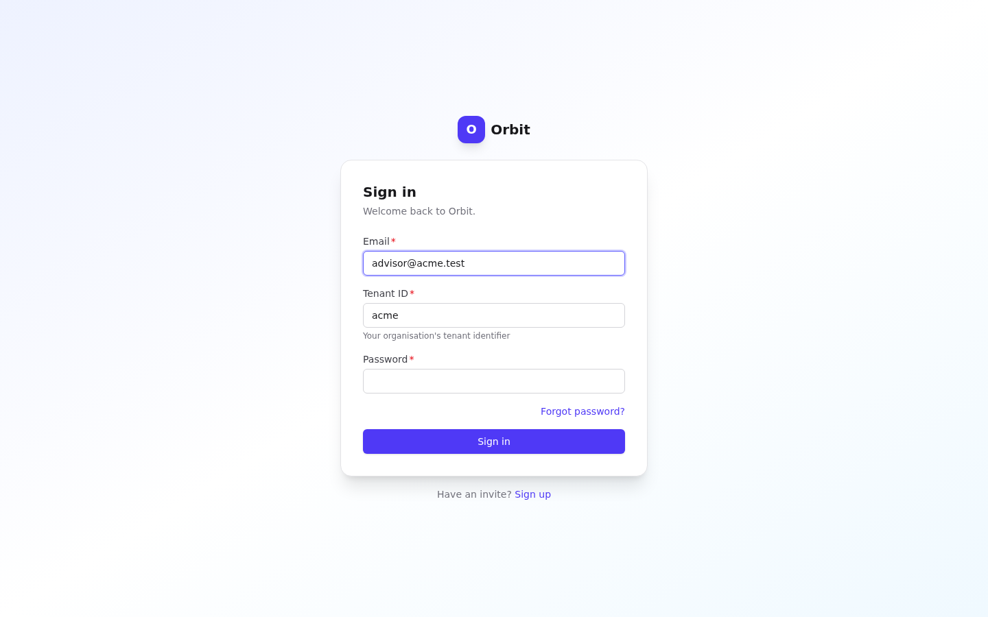 Sign-in page