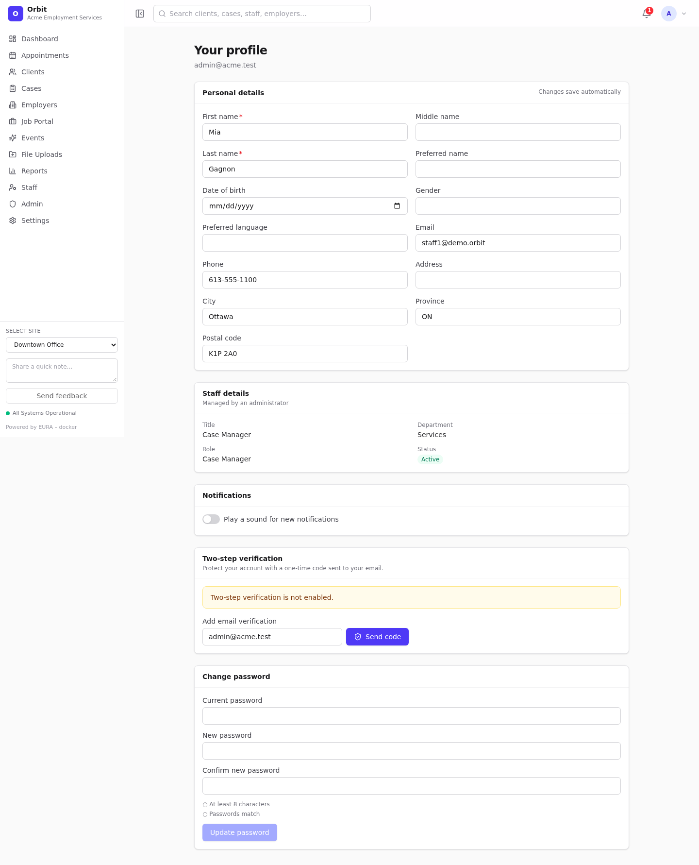 Your profile page