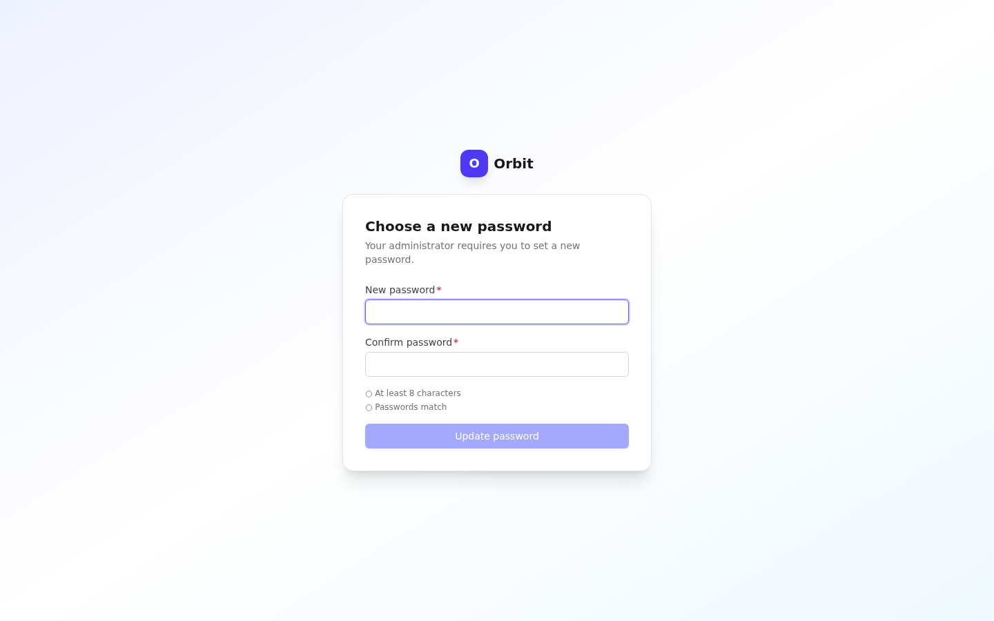 Forced password reset