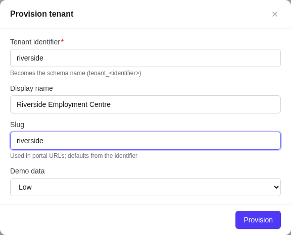 Provision tenant