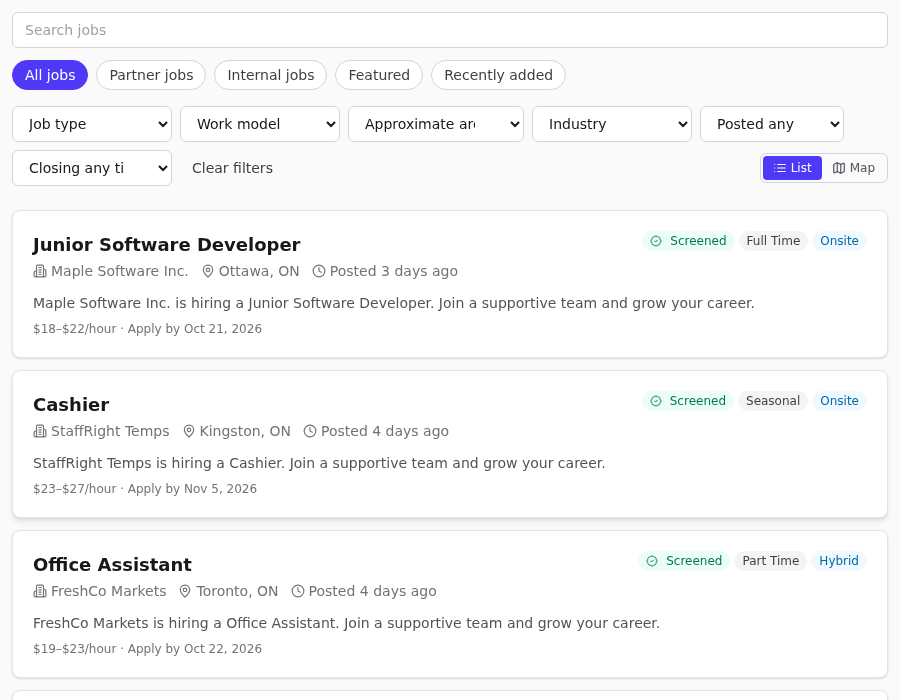 Embedded job board