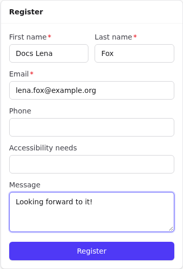 Register form